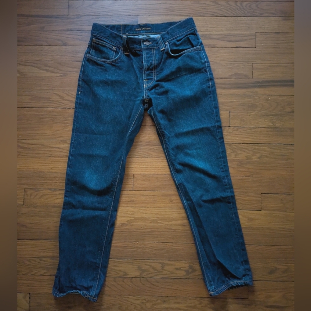 32 / 30  Nudie Jeans Grim Tim Dark Wash Jeans